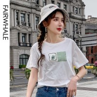 马克华菲女装白色短袖T恤女2020新款夏季潮流ins清新文艺感上衣