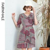 马克华菲复古名族风连衣裙2020新款夏季原宿拼接中长款学生裙子