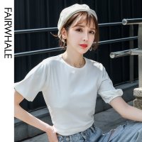 马克华菲女装露脐上衣女2020新款夏装蝴蝶结两面穿T恤女纯色