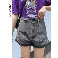 马克华菲女装2020夏高腰牛仔短裤女包臀显瘦沙滩短裤热裤