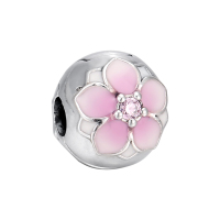 PANDORA潘多拉 木兰花925银 珐琅固定夹 792078PCZ 粉色摆件