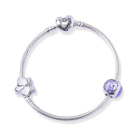 Pandora潘多拉成品手镯 白兰花手链 925银时尚串珠成品手链 PZ-008