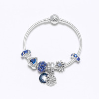 PANDORA潘多拉 蓝色梦幻冰雕 耀目心愿串饰手链