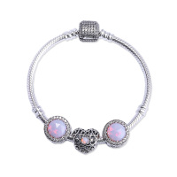 Pandora潘多拉 925银手镯 粉色闪亮的心系列时尚串珠成品手链手镯PZ-034