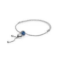 PANDORA潘多拉可调节手链绳 醉人月夜手链深蓝色猫眼石串珠成品手链 ZH-028