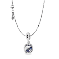PANDORA潘多拉925银项链蓝色旋转地球串饰成品项链套装礼物