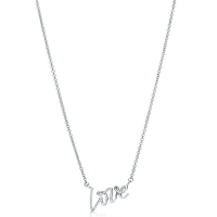 蒂芙尼（Tiffany & Co.)S925银项链26401402 LOVE字母吊坠纯银锁骨链