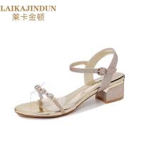 莱卡金顿LAIKAJINDUN浅口一字扣凉鞋女网红性感高跟鞋夏季新款女鞋韩版百搭罗马鞋6682