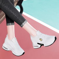 莱卡金顿LAIKAJINDUN网面透气内增高气垫减震女鞋小白鞋舒适女休闲鞋7020