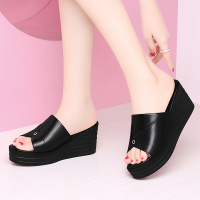 莱卡金顿LAIKAJINDUN【牛皮】居家外出百搭厚底一字拖减震轻便女鞋凉鞋女士拖鞋6980