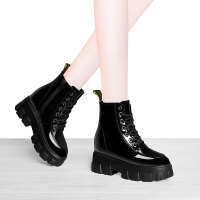 莱卡金顿LAIKAJINDUN秋冬加绒系带棉鞋厚底短筒女款靴子女鞋马丁靴7074