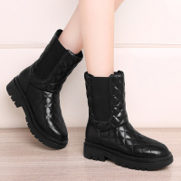 莱卡金顿LAIKAJINDUN【牛皮】秋冬长毛绒保暖中筒女鞋时尚棉鞋女靴子7121