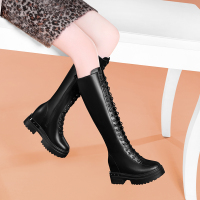 莱卡金顿LAIKAJINDUN秋冬中长筒棉鞋加绒保暖系带女款瘦瘦靴女鞋长靴7077