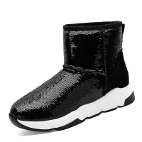 百年纪念Centenary2018秋冬长毛绒圆头厚底短筒雪地靴平底鞋女鞋休闲短靴女靴1835