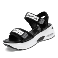 百年纪念Centenary时尚夏季松糕厚底增高透气沙滩鞋字母魔术贴女士凉鞋1936