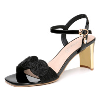 百年纪念Centenary夏季百搭透气粗高跟女鞋编织麻绳清新女士凉鞋1958