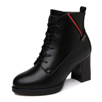 百年纪念Centenary秋冬季加绒保暖棉靴厚底粗跟女鞋系带马丁靴女2006