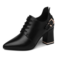 百年纪念Centenary皮面尖头粗跟轻便女单鞋休闲高跟低帮女鞋2009