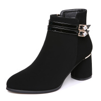 百年纪念Centenary秋冬加绒棉靴粗跟侧拉链保暖百搭女鞋短筒女靴子2010