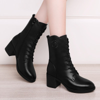 百年纪念Centenary【头层牛皮】真皮舒适秋冬棉靴马丁靴粗跟中短筒女靴子2283