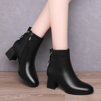 百年纪念Centenary【头层牛皮】秋冬加绒粗跟短筒靴子时装女鞋短靴女靴2298