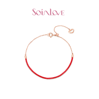 周大福首饰SOINLOVE蜜豆红绳款18K金彩金手链VE32