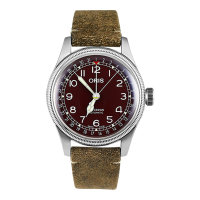 ORIS豪利时瑞士手表 航空系列大表冠 指针式日历腕表 勃艮第红盘40mm 男士机械表 75477414068LS