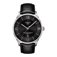 天梭(TISSOT)杜鲁尔系列自动机械黑盘黑皮带时尚休闲商务男表