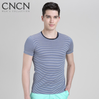 CNCN男士短袖T恤 条纹休闲修身简约弹性夏季男|NTBJ2093