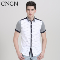 CNCN男士短袖衬衫 修身波点印花纯棉时尚商务男夏季|NDCJ2016