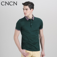 CNCN男士短袖T恤 纯色衬衫领修身弹力夏季男衣服商务时尚|NTBJ2097