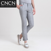 CNCN男士休闲裤 舒适棉麻雅致肌理修身男裤九分裤时尚男装|NQXJ1016