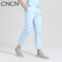 CNCN男士休闲裤 舒适混纺创意分割九分裤男裤修身时尚|NQXJ2019