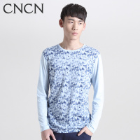 CNCN男士长袖T恤 个性印花舒适亚麻修身时尚男装春秋装|NTXJ1035