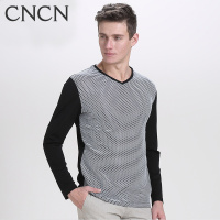 CNCN男士长袖T恤 修身网布拼接潮流个性时尚男装|NTSJ1008