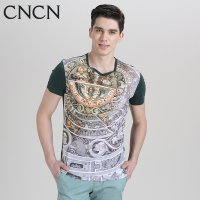 CNCN男士短袖T恤 纯棉个性印花修身柔软弹力男装|NTBJ2061