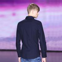 CNCN男士长袖衬衫纹理提花清新男修身时尚个性男衬衫纯棉|