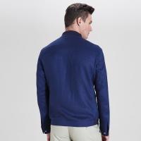 CNCN男士茄克天然亚麻舒适时尚修身男装男夹克拉链纯色百搭|