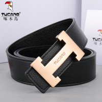 啄木鳥(TUCANO)皮带男真皮h扣头百搭平滑扣年轻人板扣简约腰带土韩版潮人