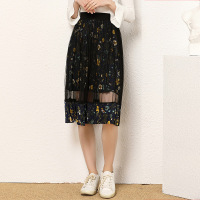 美丽衣橱小清晰碎花百褶裙女2018秋新款时尚百搭高腰显瘦半身裙