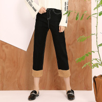 美丽衣橱街拍裤子女2018新款潮宽松毛毛边修身七分休闲牛仔裤