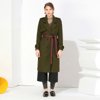 美丽衣橱过膝长款风衣外套女2018新款气质优雅纯色双排扣大衣潮