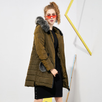 美丽衣橱军绿色羽绒服女2018冬新款时尚狐狸毛领bf原宿学生外套