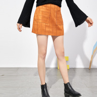 美丽衣橱驼色半身裙女2018冬季新款时尚高腰纯色修身显瘦包臀裙