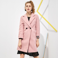 美丽衣橱甜美学院风纯色毛呢外套2018冬季新款时尚百搭中长大衣