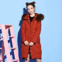 美丽衣橱专柜正品羽绒服女2018冬季新款时尚百搭纯色大毛领外套