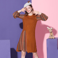 美丽衣橱港风复古印花两件套女2018冬季新款时尚百搭洋气套装潮