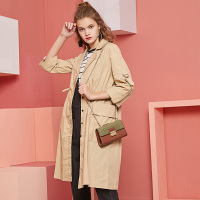 美丽衣橱卡其色风衣外套女2019春新款韩版宽松显瘦中长款开衫潮