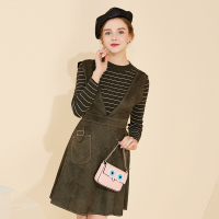 美丽衣橱冬季套装女 两件套裙2019春装新款学院风显瘦高腰连衣裙A3D18126