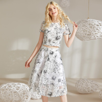 美丽衣橱心机套装小清新女2019春新款甜美印花高腰显瘦两件套潮